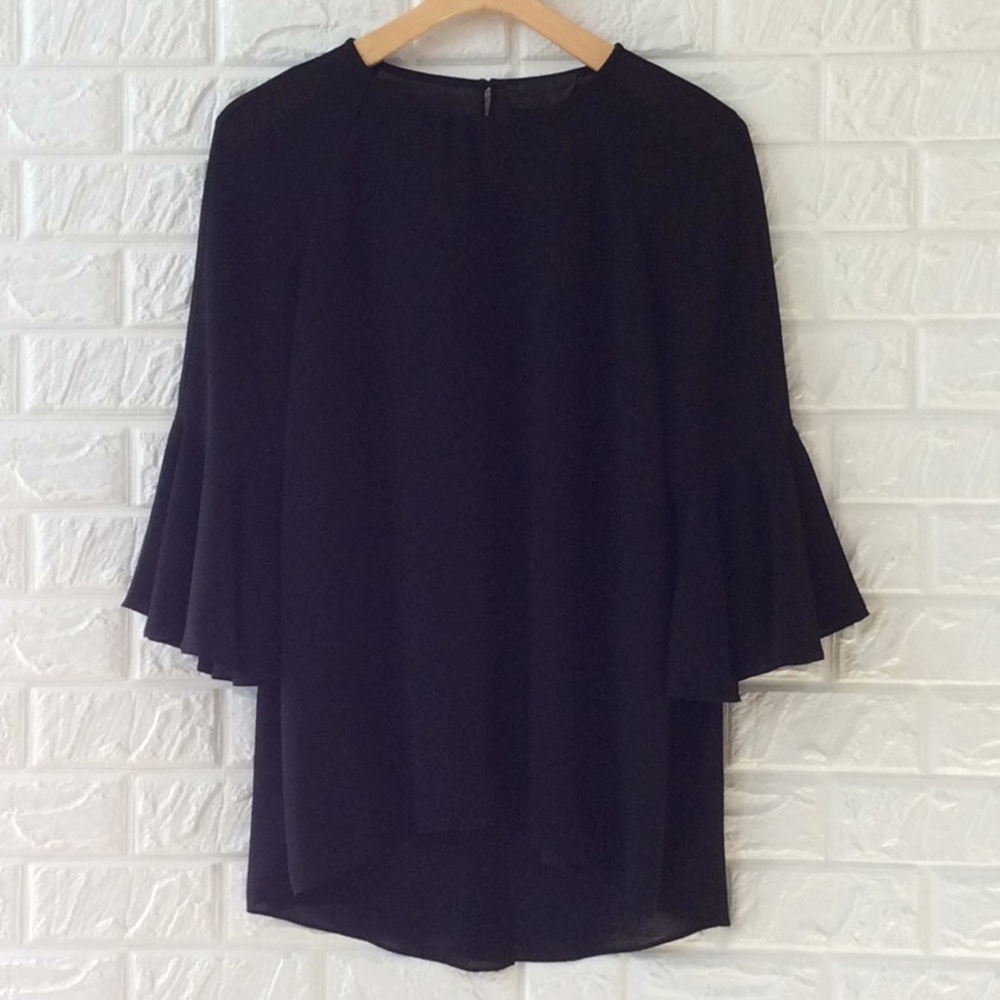 Blaque Label black open back ruffle‎ sleeve blouse